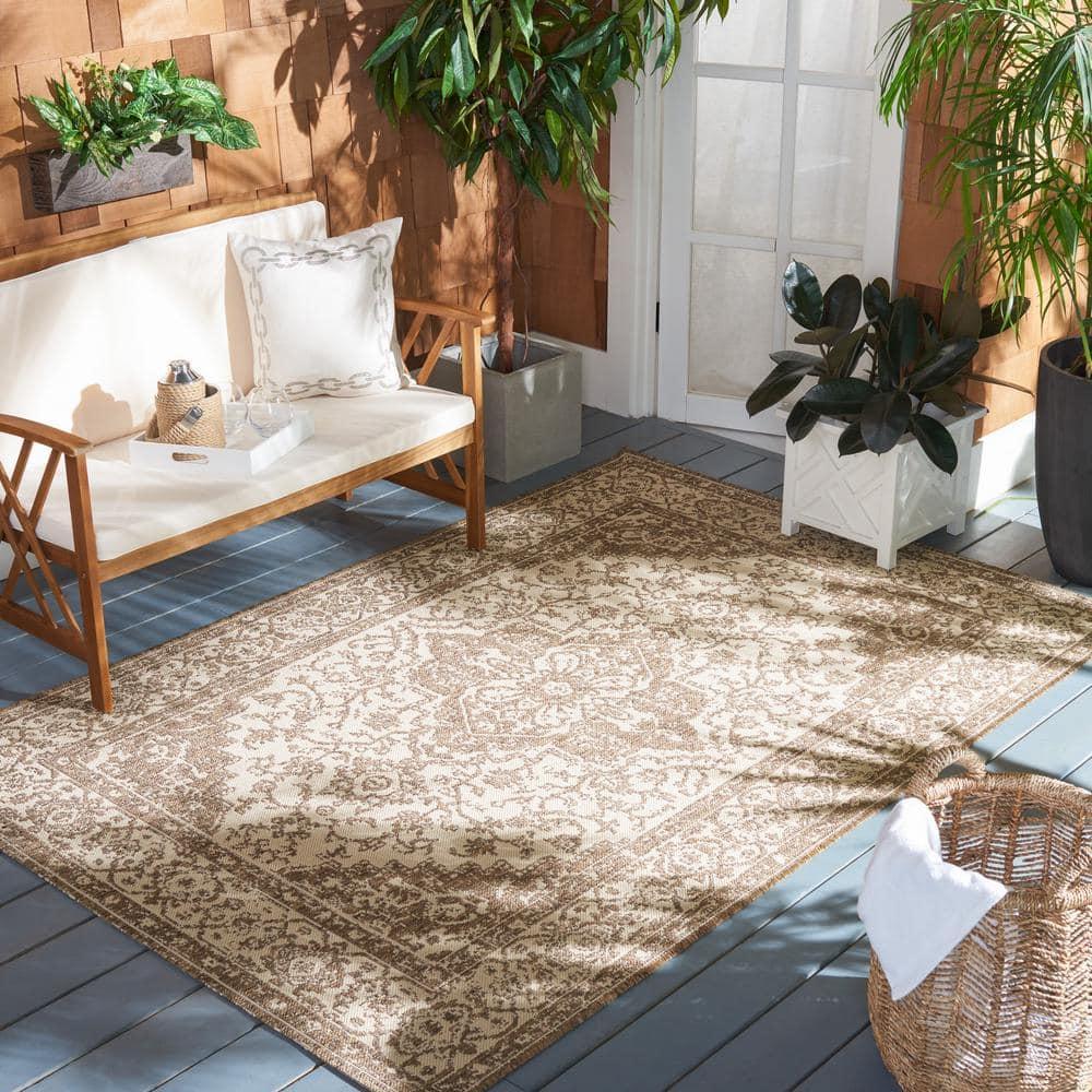 SAFAVIEH Beach House Stanice Medallion Indoor/Outdoor Area Rug, Cream/Beige, 2'2" x 4'