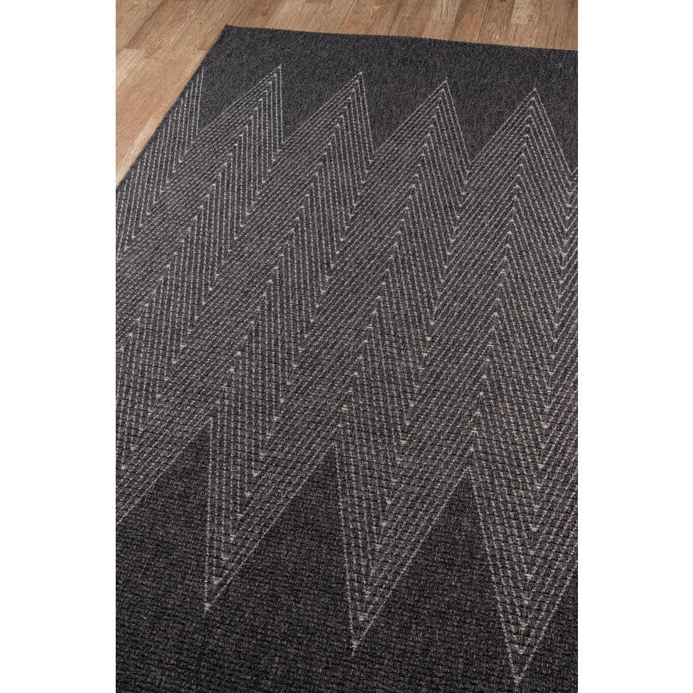 3'11"x5'7" Zig Zag Loomed Accent Rug Charcoal - Momeni: Contemporary Indoor/Outdoor Low Pile Area Rug