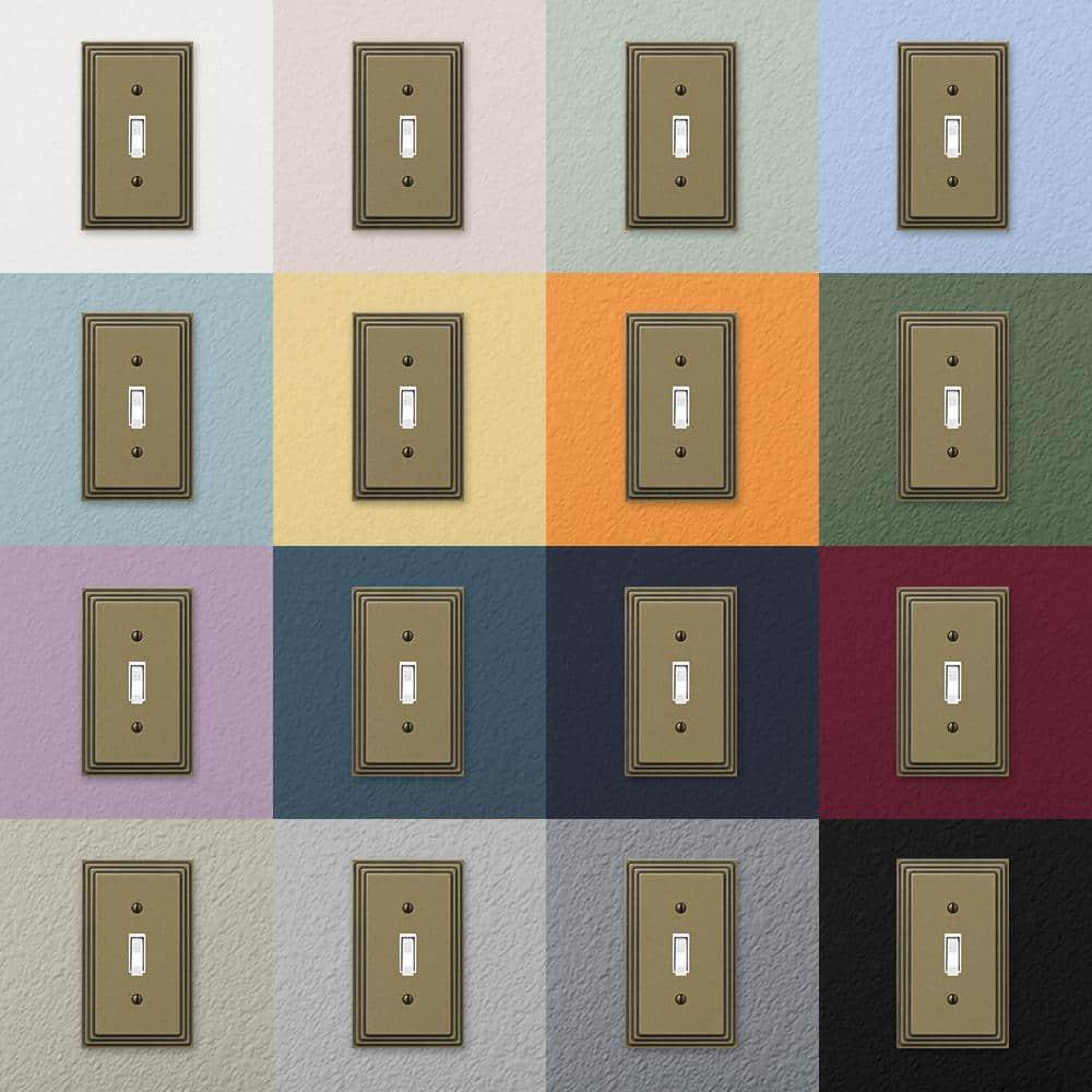AMERELLE Tiered 2 Gang Toggle Metal Wall Plate - Rustic Brass