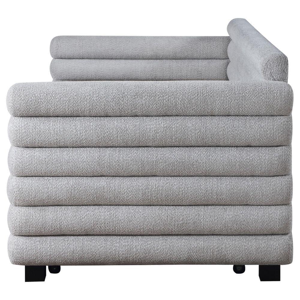 Coaster Patricia Boucle Fabric Upholstered Twin Day Bed with Trundle Gray