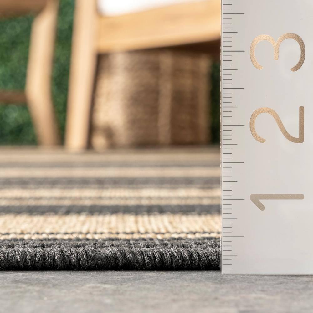 Lauren Liess x Rugs USA - Romy Striped Indoor/Outdoor Area Rug Charcoal 8x10