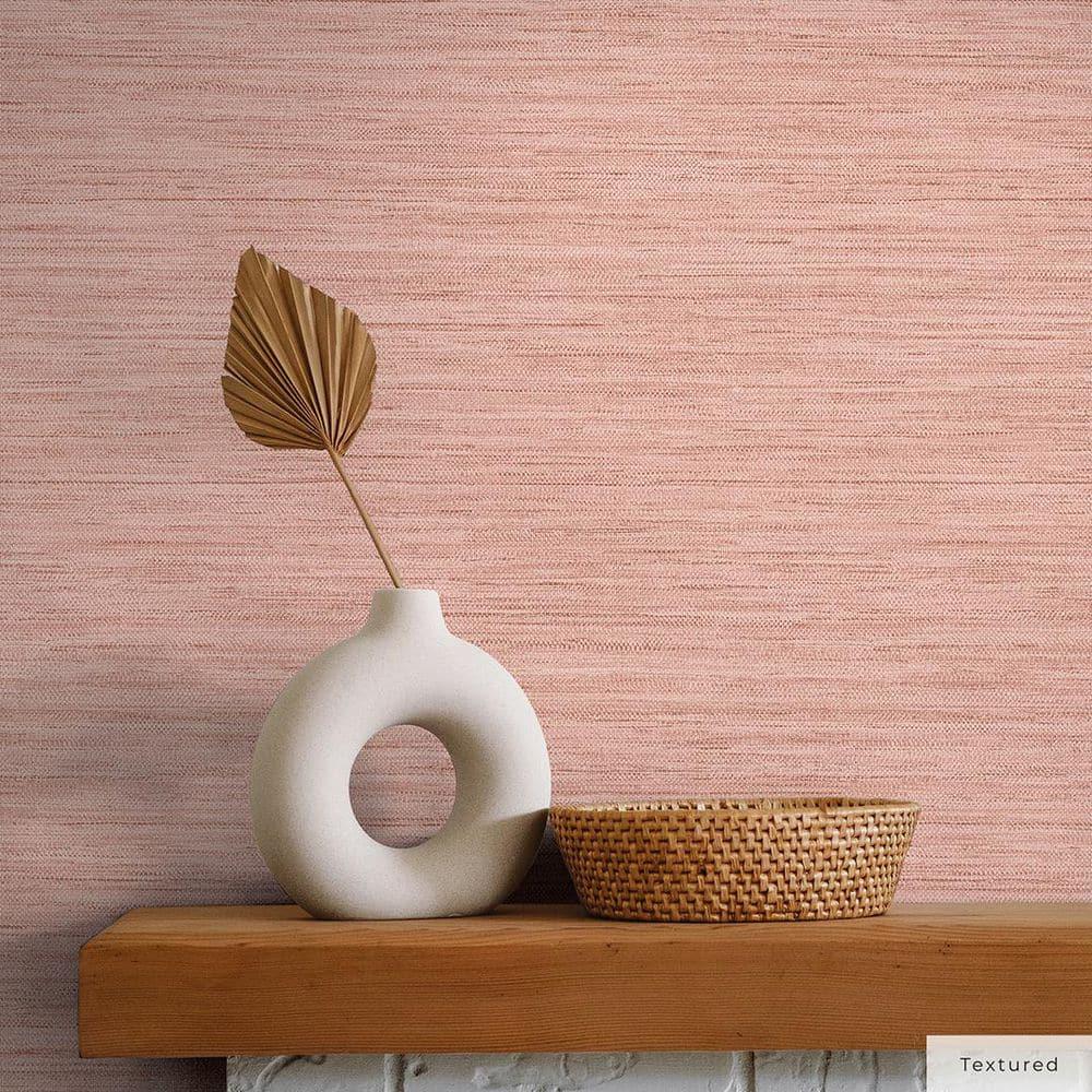 Tempaper & Co.® Fauz Horizontal Grasscloth Removable Peel and Stick Wallpaper, Textured Salmon, 28 sq. ft.: Vinyl, Prepasted