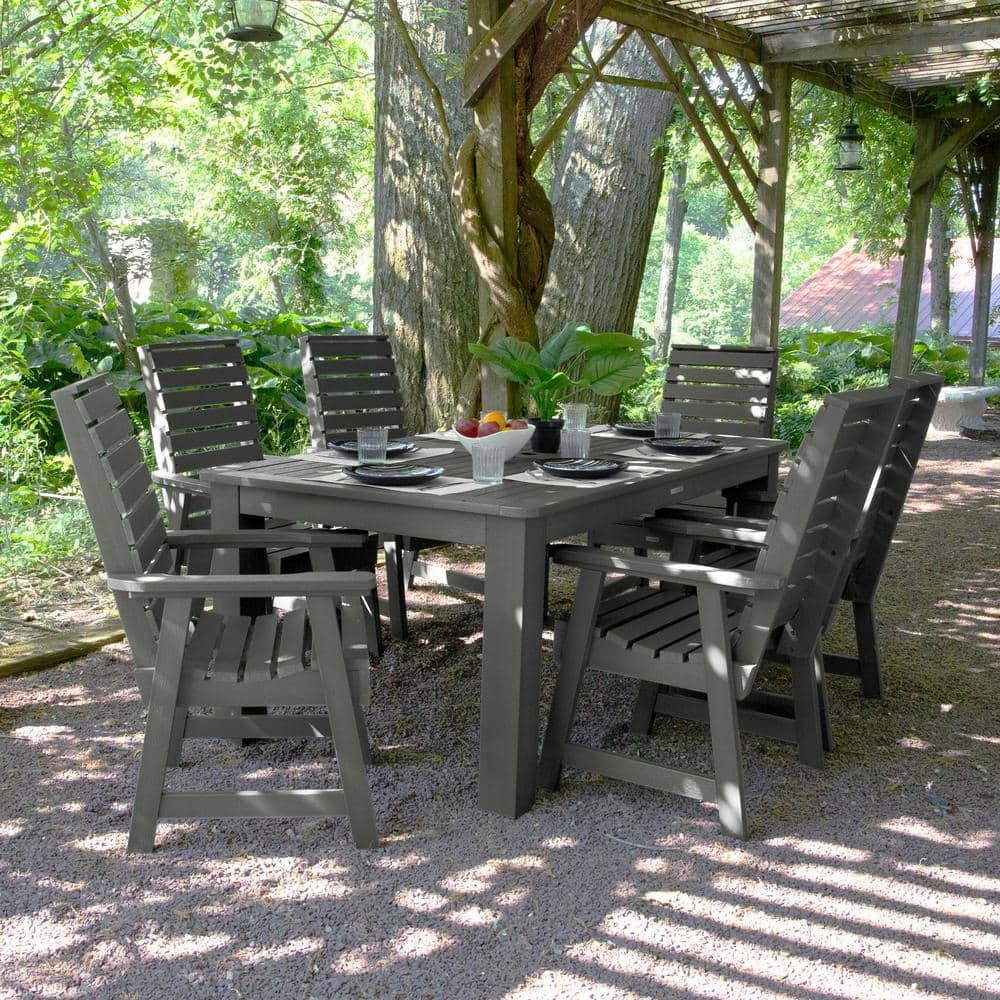 Weatherly Coastal Teak 7-Piece Recycled Plastic Rectangular Outdoor Dining Set