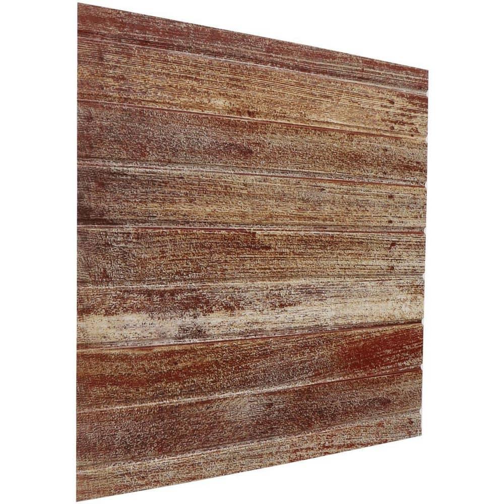 FromPlainToBeautifulInHours Faux Wood Plank Fire Rated Panel 24'' L x 24'' W Textured PVC Drop-In Ceiling Tile (Set of 10)
