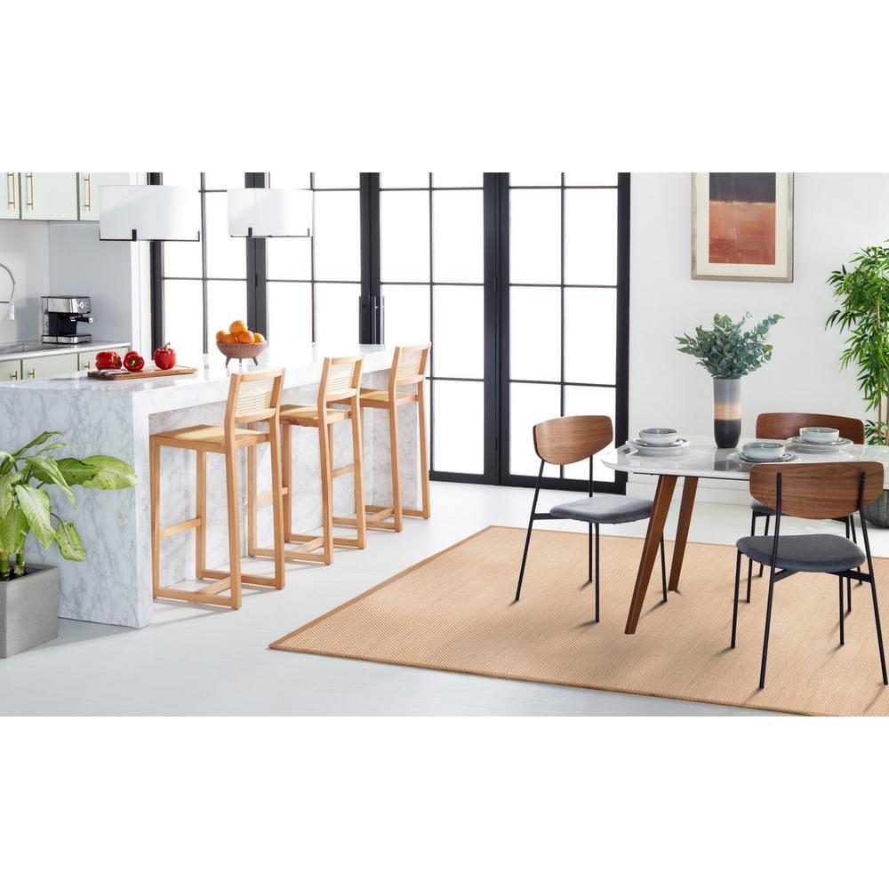 SAFAVIEH Natural Fiber Jovana Border Seagrass Area Rug, Maize/Linen, 10' x 10' Square