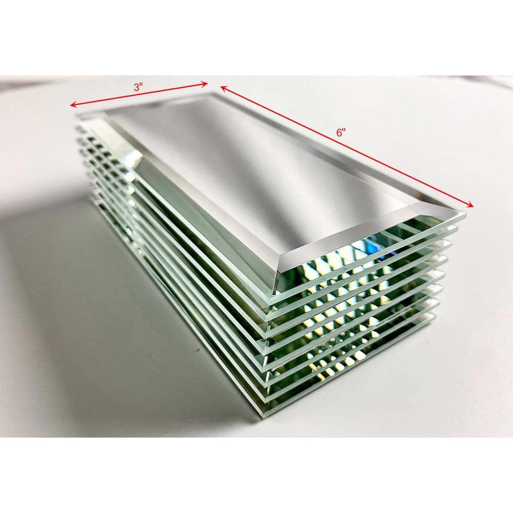 Reflections 3 in. x 6 in. Diamond Grade Glass Mirror Beveled Subway Decorative Kitchen & Bathroom Wall Tile