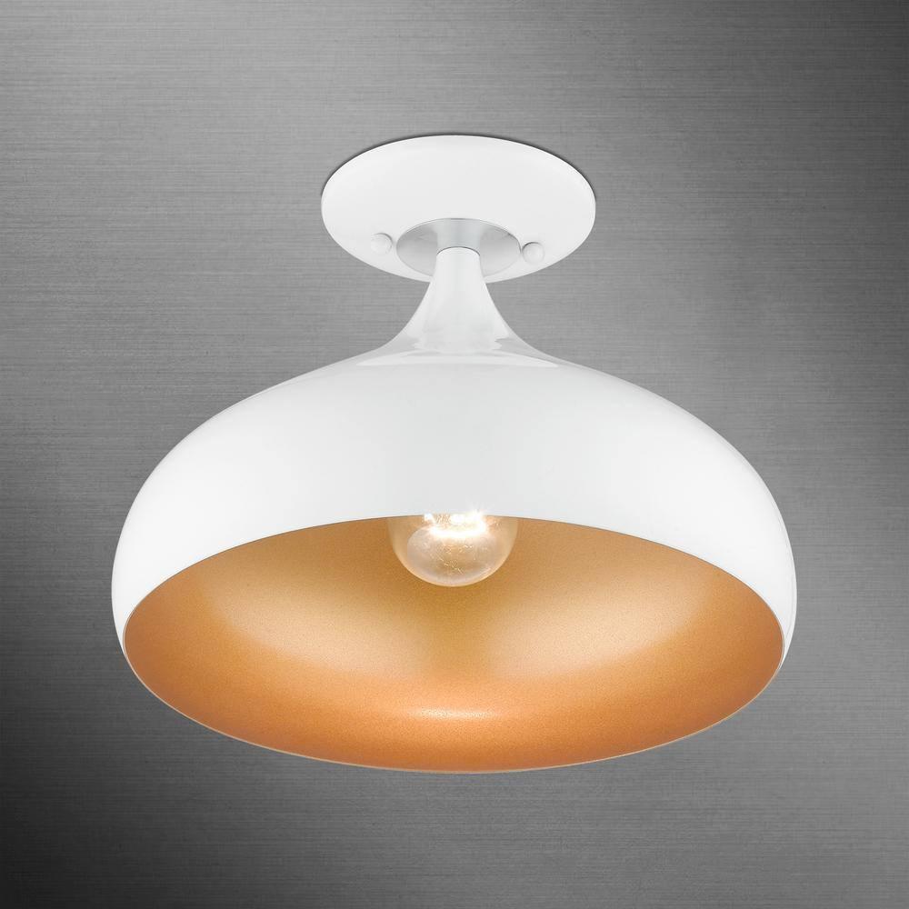 Livex Lighting Amador 1 - Light Semi-Flush Mount in  Shiny White