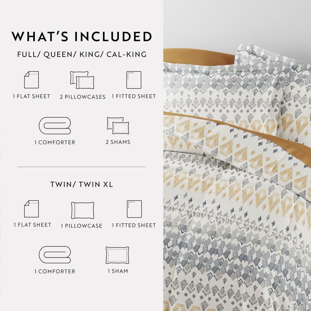 California King Gray and Yellow Microfiber Bed in a Bag Set