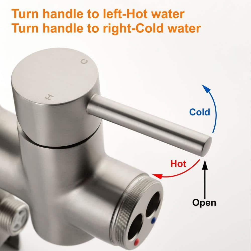Double Handle Floor Mounted Freestanding Tub Filler With Handshower