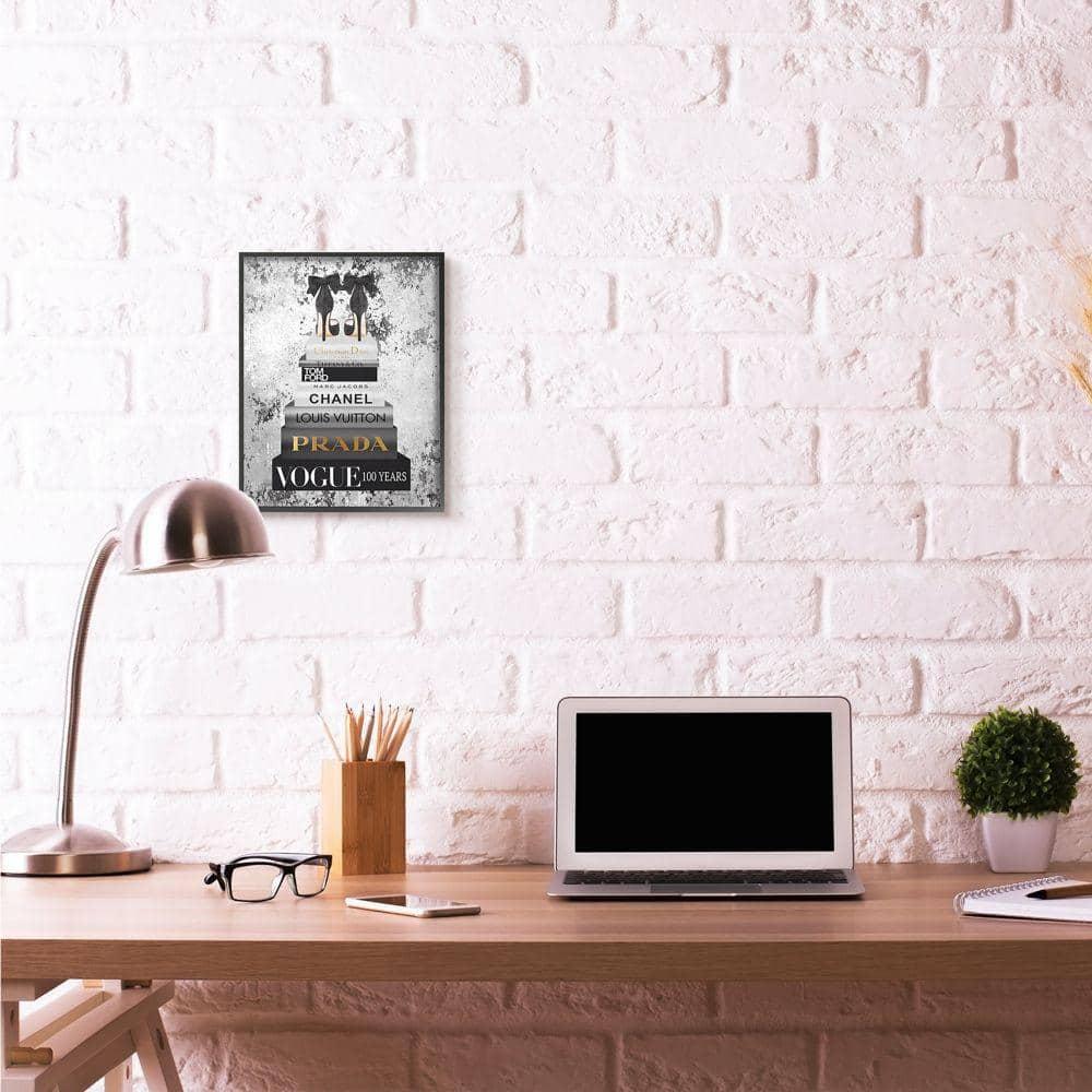 Stupell Industries " Fashion Designer Shoes Bookstack Black And White Watercolor "