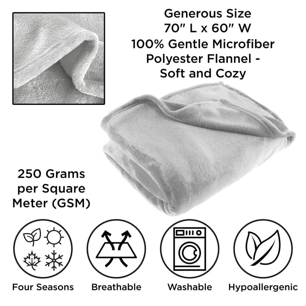 Lavish Home Lightweight Microfiber Throw Blanket for Adult (Dawn Gray)