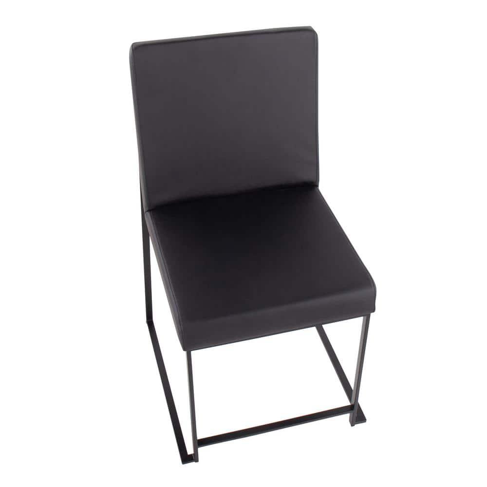 Set of 2 High Back Fuji Dining Chairs: Upholstered, Armless, Steel Frame - LumiSource