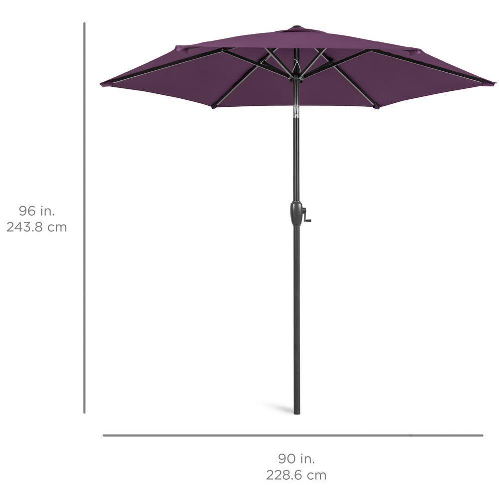 Best Choice Products 7.5ft Heavy-Duty Outdoor Market Patio Umbrella w/ Push Button Tilt, Easy Crank - Amethyst Purple