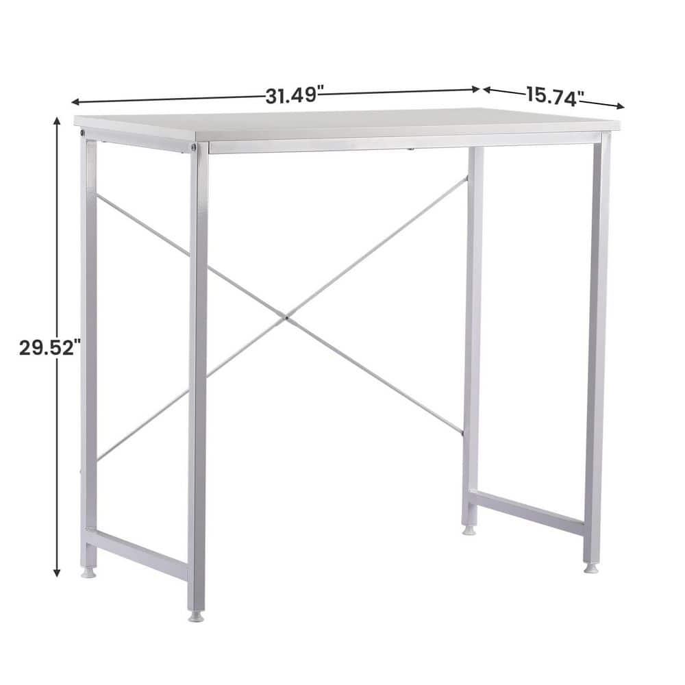COMHOMA 32'' Computer Desk, Study Writing Table for Small Space, Save Space Office Desk with Metal Legs, White