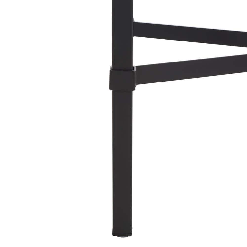 SAFAVIEH Couture Viggo Glam Glass Top Metal Side Table, Black