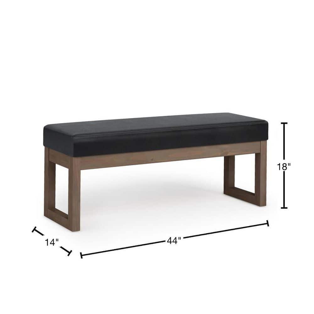 Simpli Home Milltown Ottoman Bench with Upholstered Seat and Solid Wood Frame