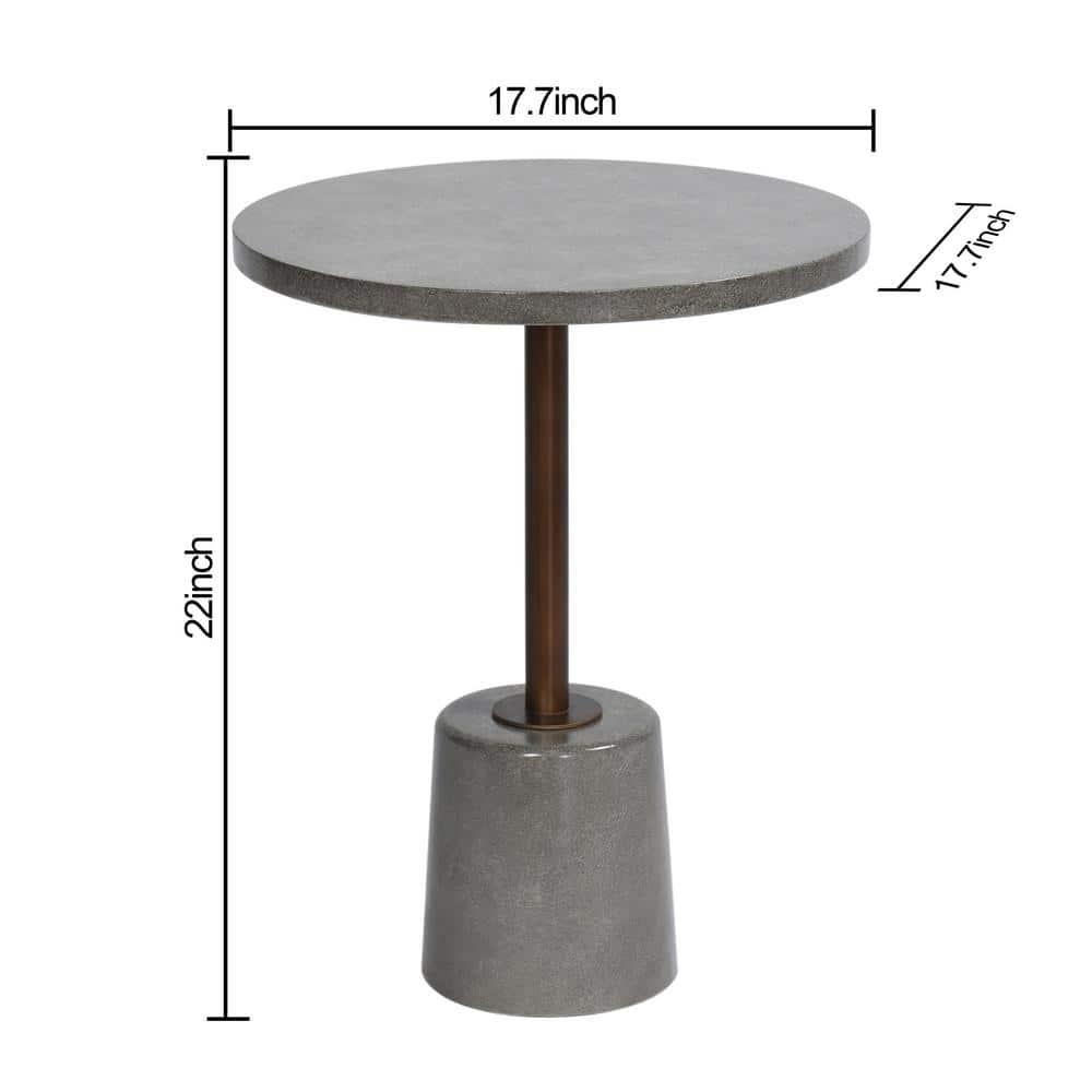 Style Craft Contemporary Round Concrete Side Table, Gray/Bronze