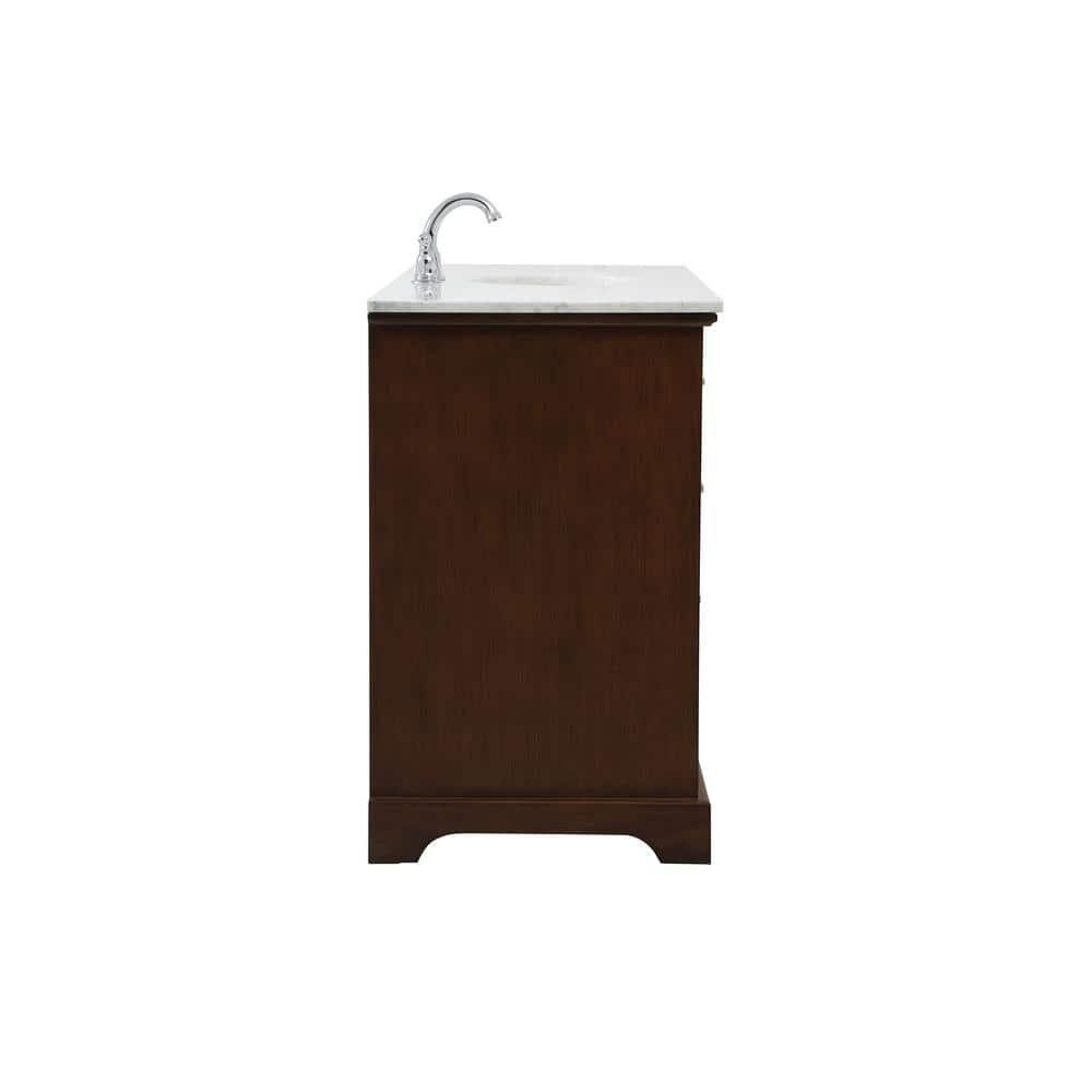 Elegant Decor Americana 60" Metal MDF Marble Single Bathroom Vanity in Teak