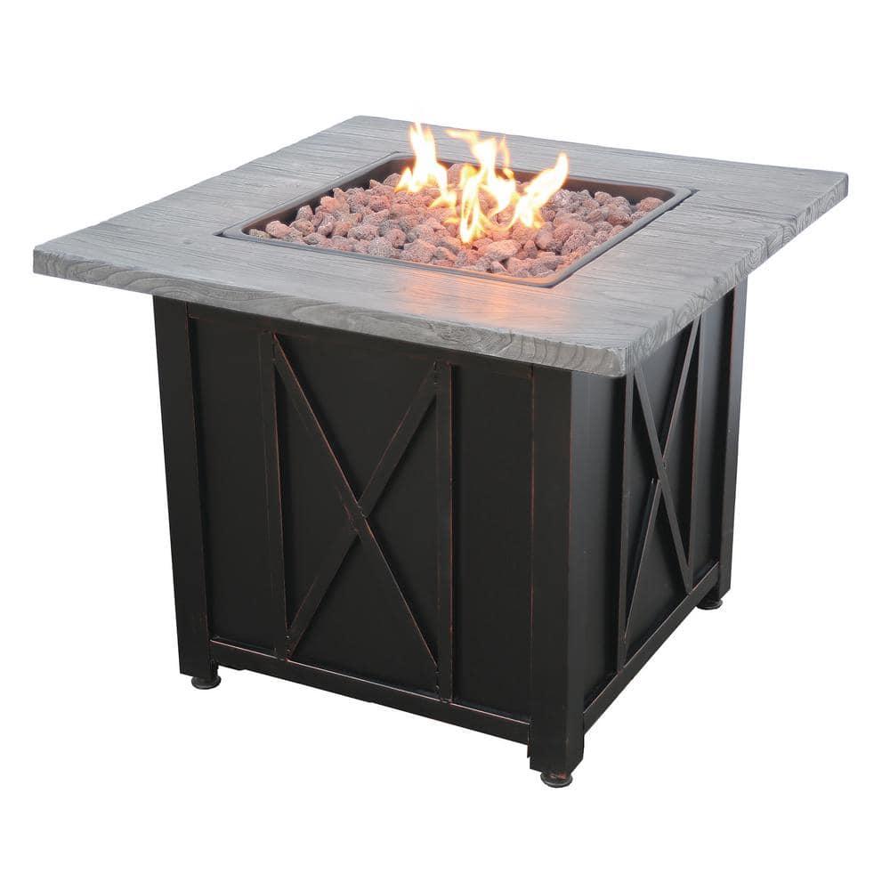 Endless Summer 30" Square LP Gas Outdoor Fire Pit with Weathered Wood Grain Printed Mantel