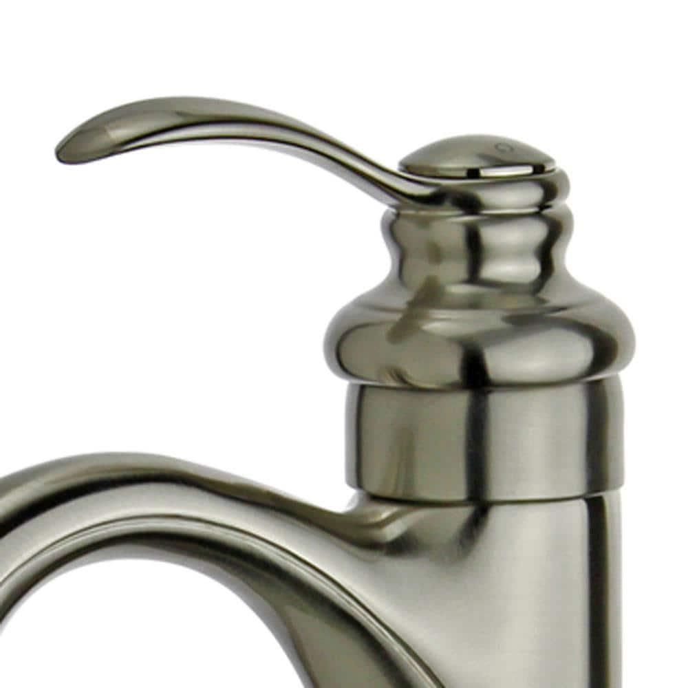 Bellaterra Home Madrid Single Handle Bathroom Vanity Faucet with Drain without Overflow in Brushed Nickel