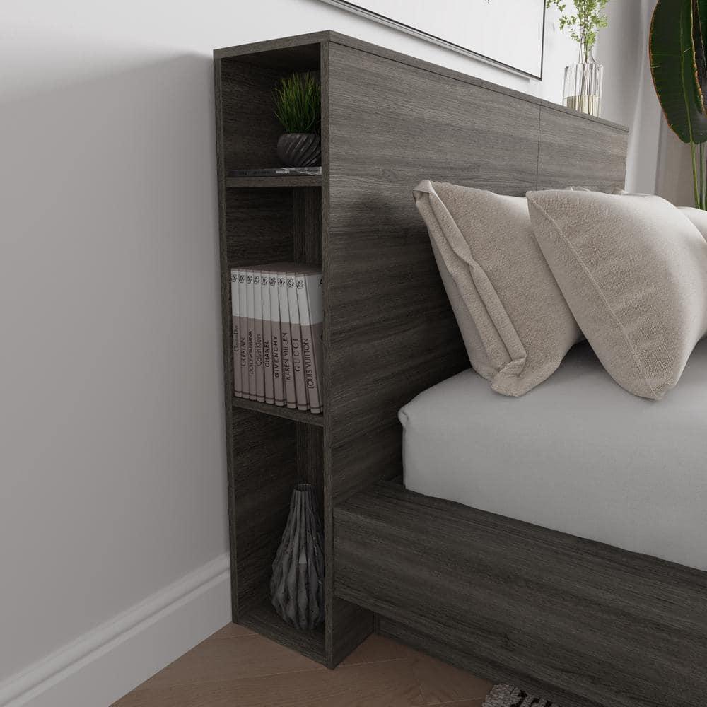 Nexera Marconi Platform Bed Set In Grey Oak