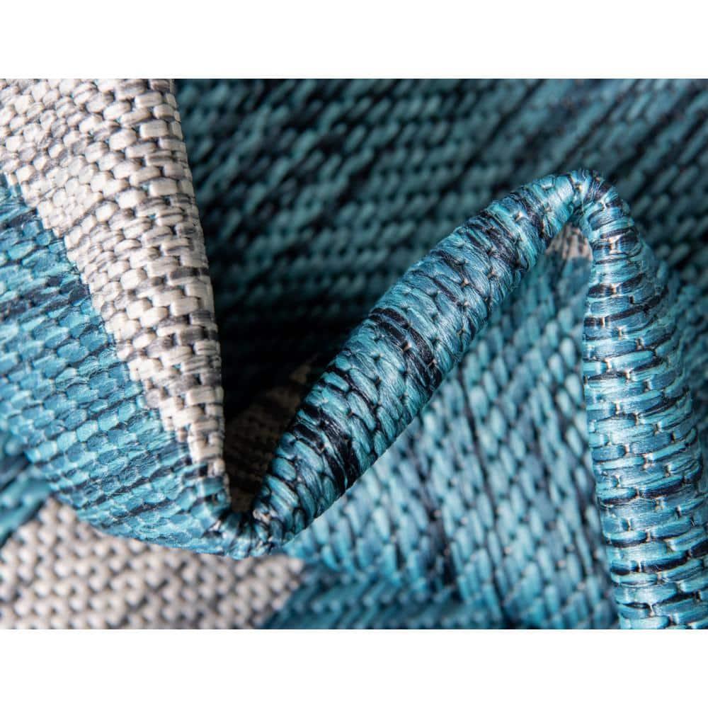 Unique Loom 6' 1 x 9' 0 Rectangle Indoor/Outdoor Botanical Teal Area Rug