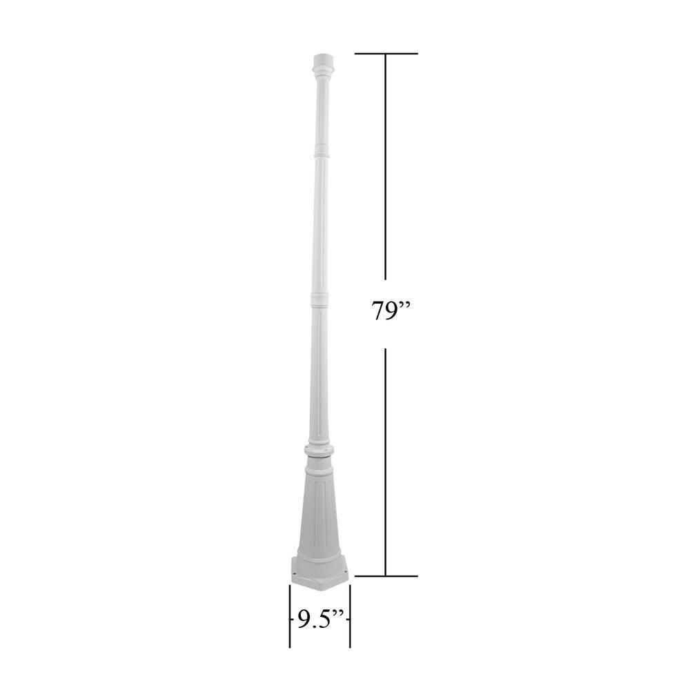 Gama Sonic Decorative Outdoor Lamp Post for Solar Lights, White Cast Aluminum, 3" Fitter Mount, 6.5' Tall, GS-DP55F-WHT