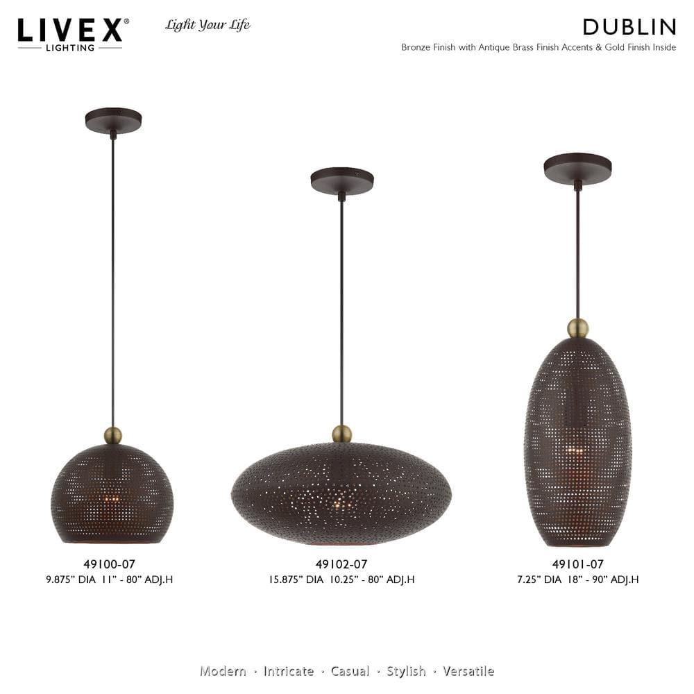 Dublin 16" Wide Bronze Metal Oval Pendant Light