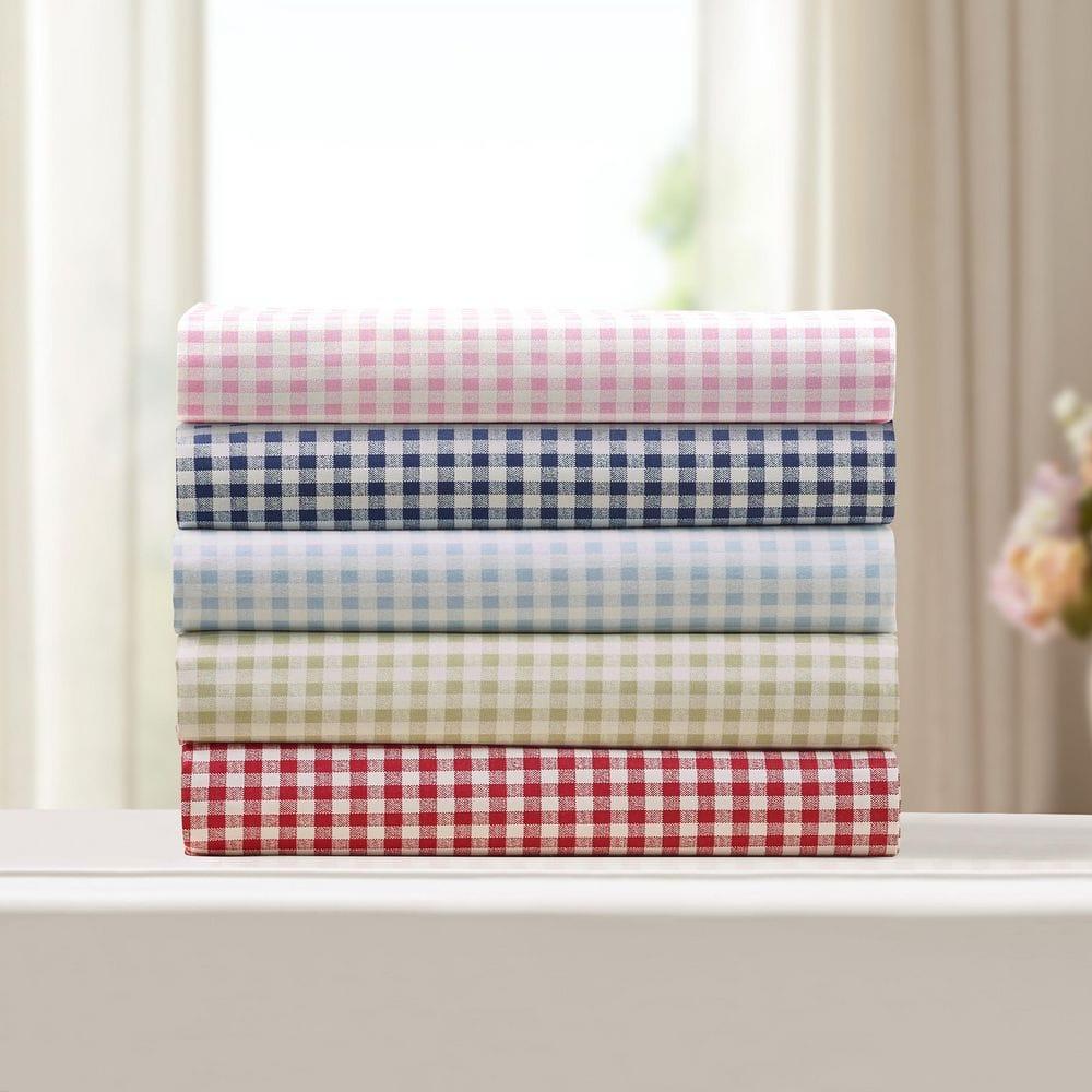 Gingham 250 Thread Count Plaid 100% Cotton Sheet Set