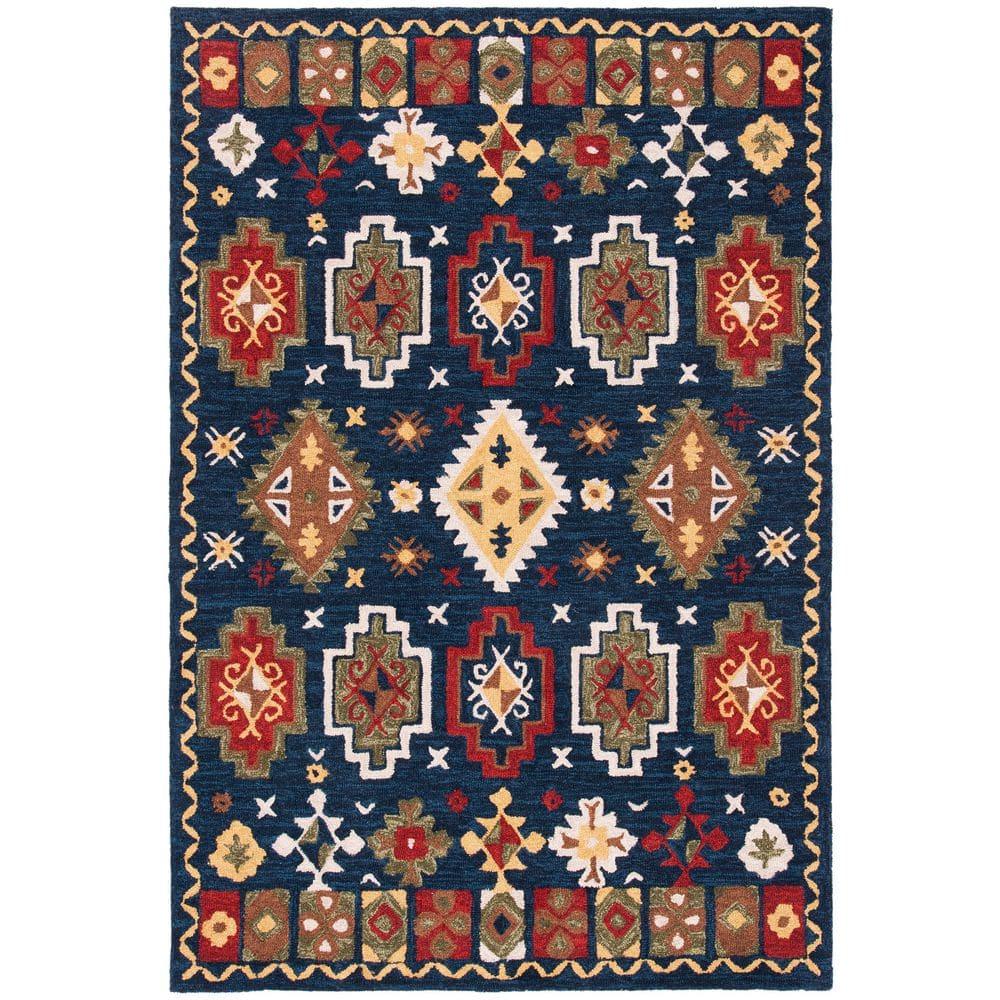 Heritage HG353 Hand Tufted Area Rug - Navy/Red - 5'x8' - Safavieh.