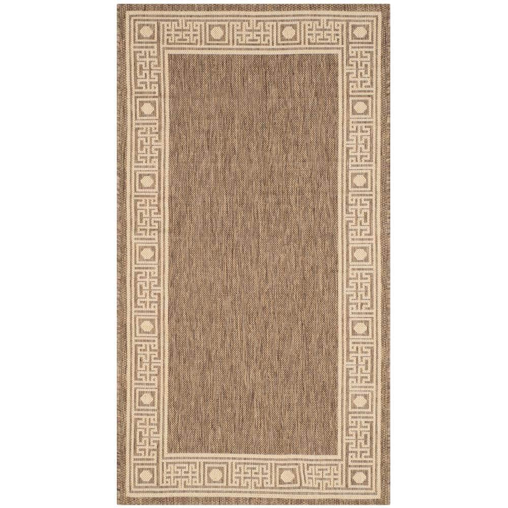 SAFAVIEH Courtyard Chase Oriental Indoor/Outdoor Area Rug, Dark Beige/Beige, 2'7" x 5'