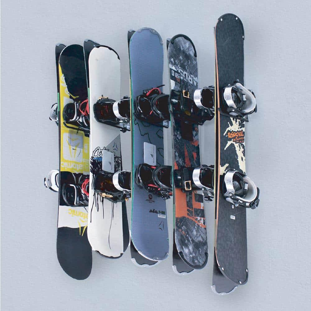 SafeRacks Wall Mounted Ski/Snowboard Rack - Includes 5 Storage Hooks - 500lb Max Capacity