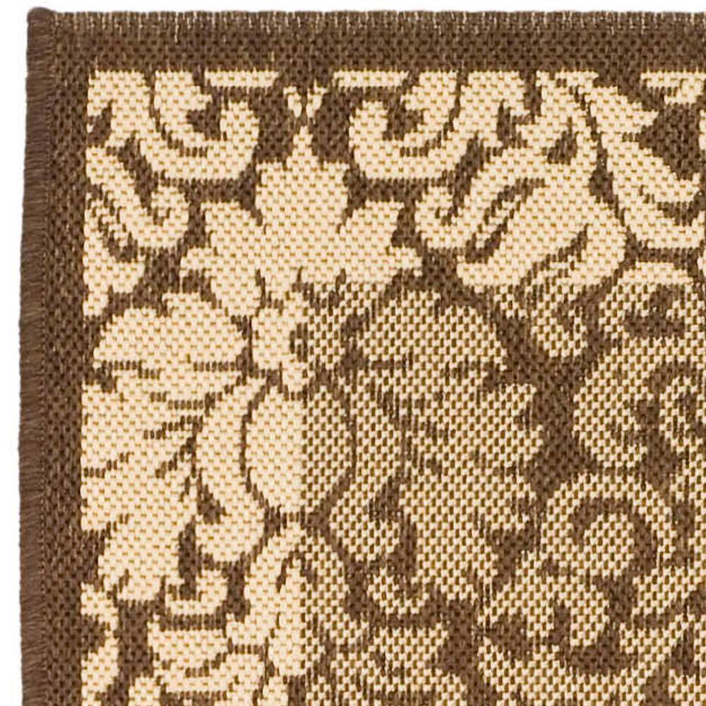 SAFAVIEH Courtyard Dani Damask Bordered Indoor/Outdoor Runner Rug, 2'3" x 6'7", Brown/Natural
