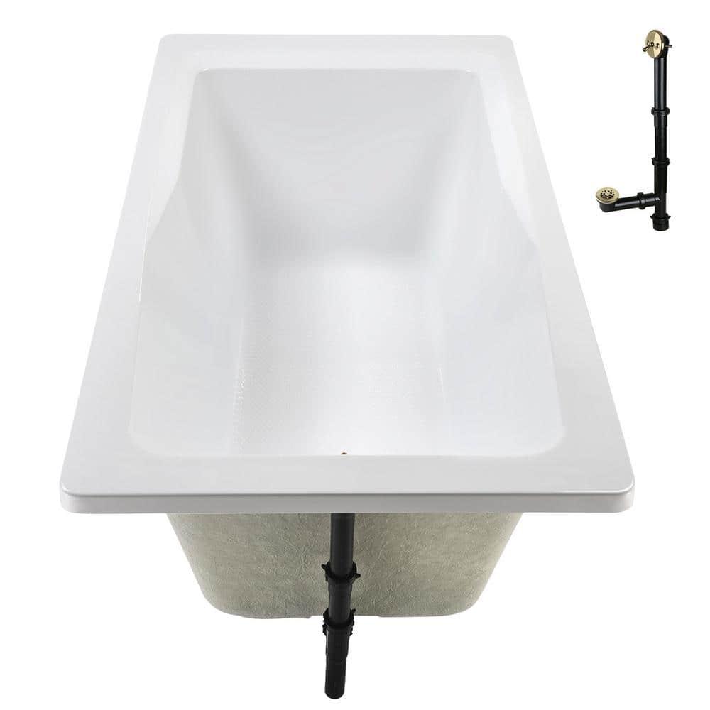 60'' x 32'' Acrylic Soaking Drop-In Bathtub, Drain Included