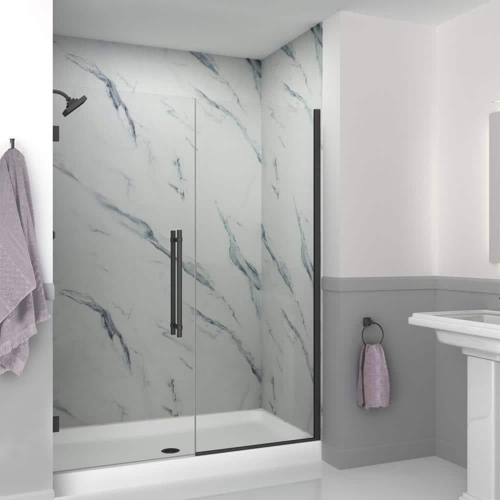 Transolid EHTB585287610C-BK-MB Transolid Elizabeth 58.5-in W x 76-in H Hinged Shower Door with Clear Glass