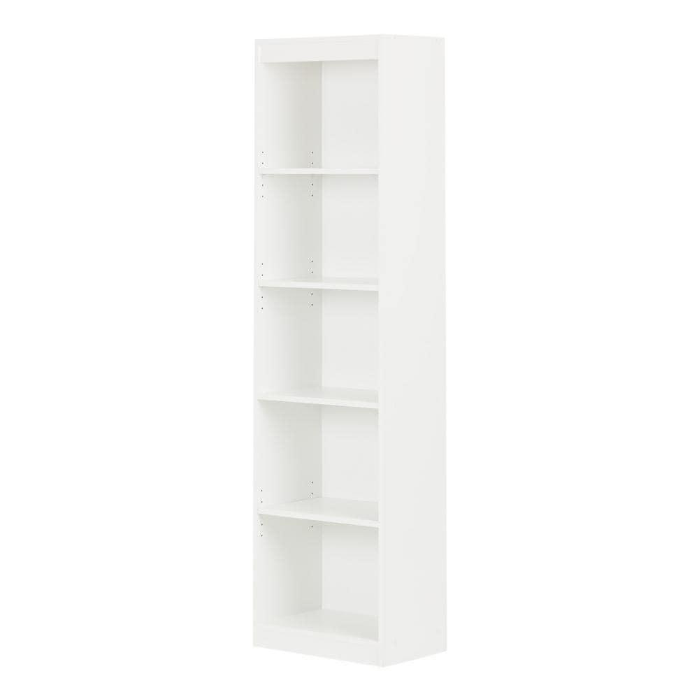 Axess Narrow 5-Shelf Narrow Bookcase Pure White