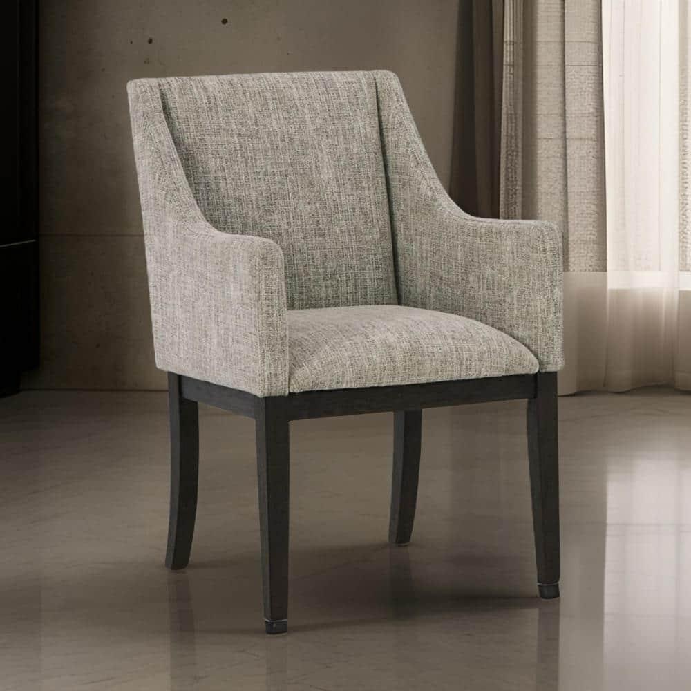 Sonn 24 Inch Dining Armchair Set of 2 Padded Beige Upholstery Brown Legs - Saltoro Sherpi