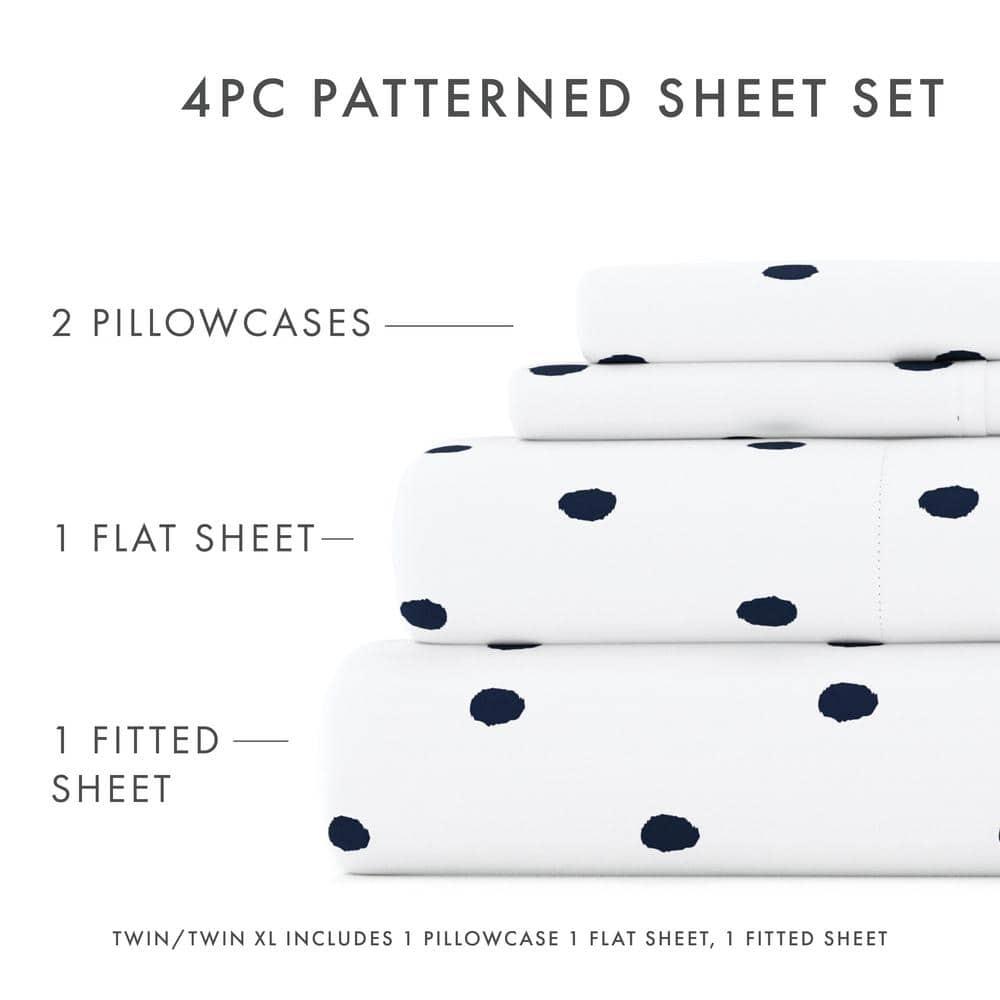 IEnjoy Home Polka Dots Navy & White Pattern Sheet Set