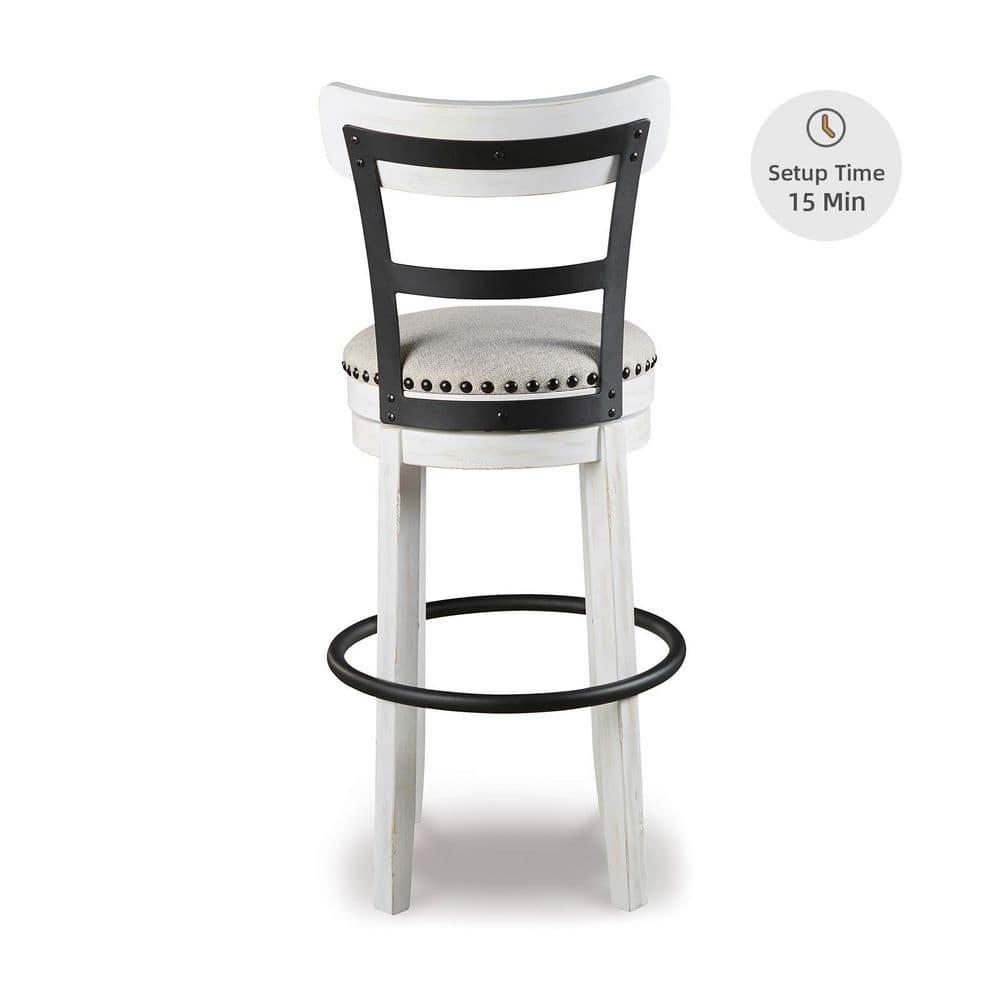 Gracie Oaks Design by Ashley Valebeck Modern Swivel Counter Height Barstool, Whitewash
