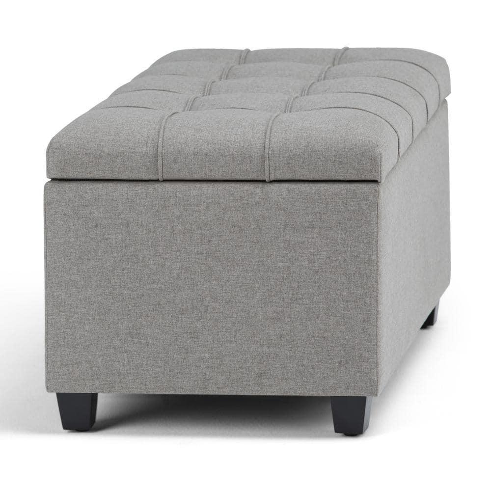 Simpli Home Sienna 33"W Upholstered Storage Ottoman Bench with Lift-Up Tufted Top
