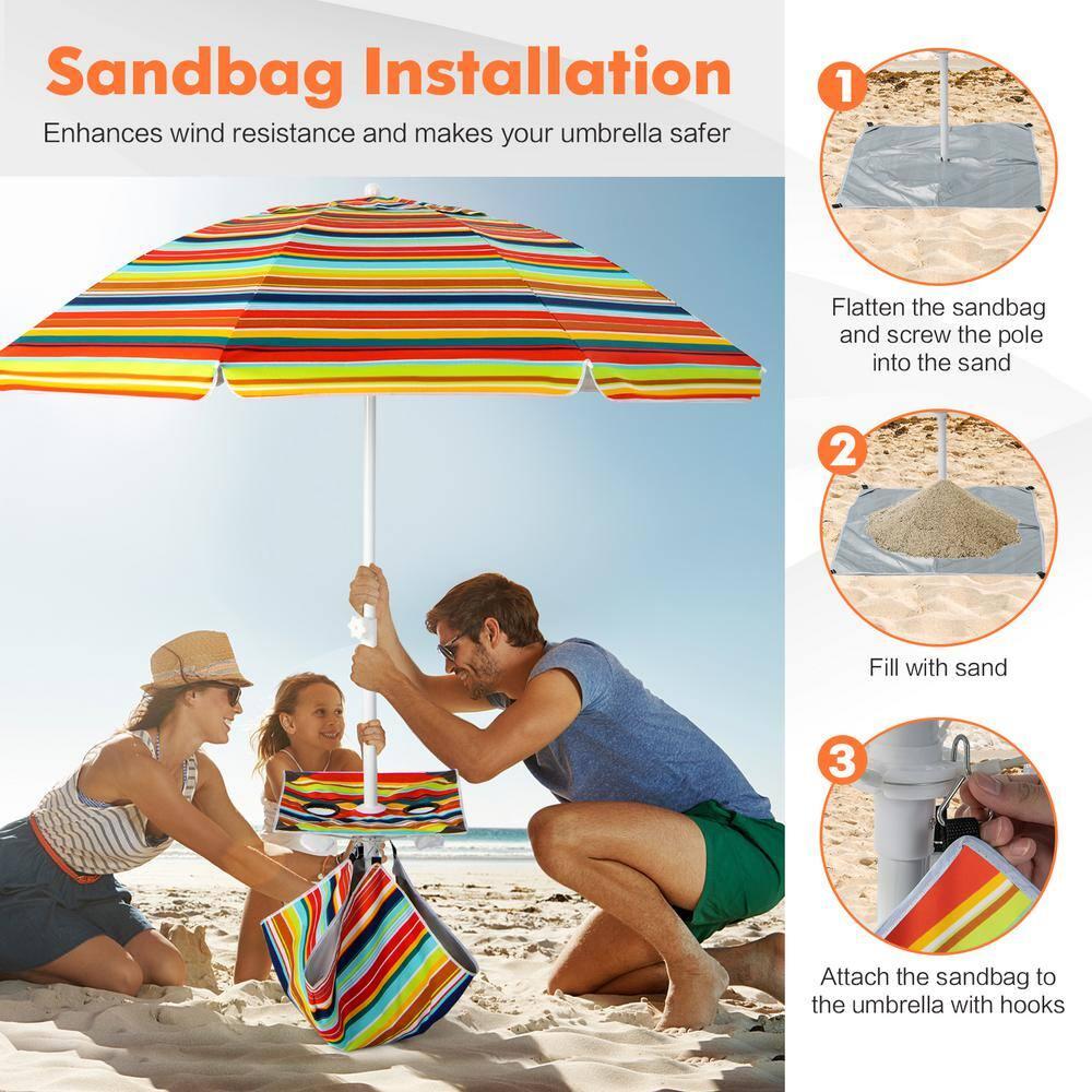 Topcobe 6.5 Feet Patio Beach Umbrella with Waterproof Polyester Fabric, Sunbrella Umbrella Outdoor Patio, Orange