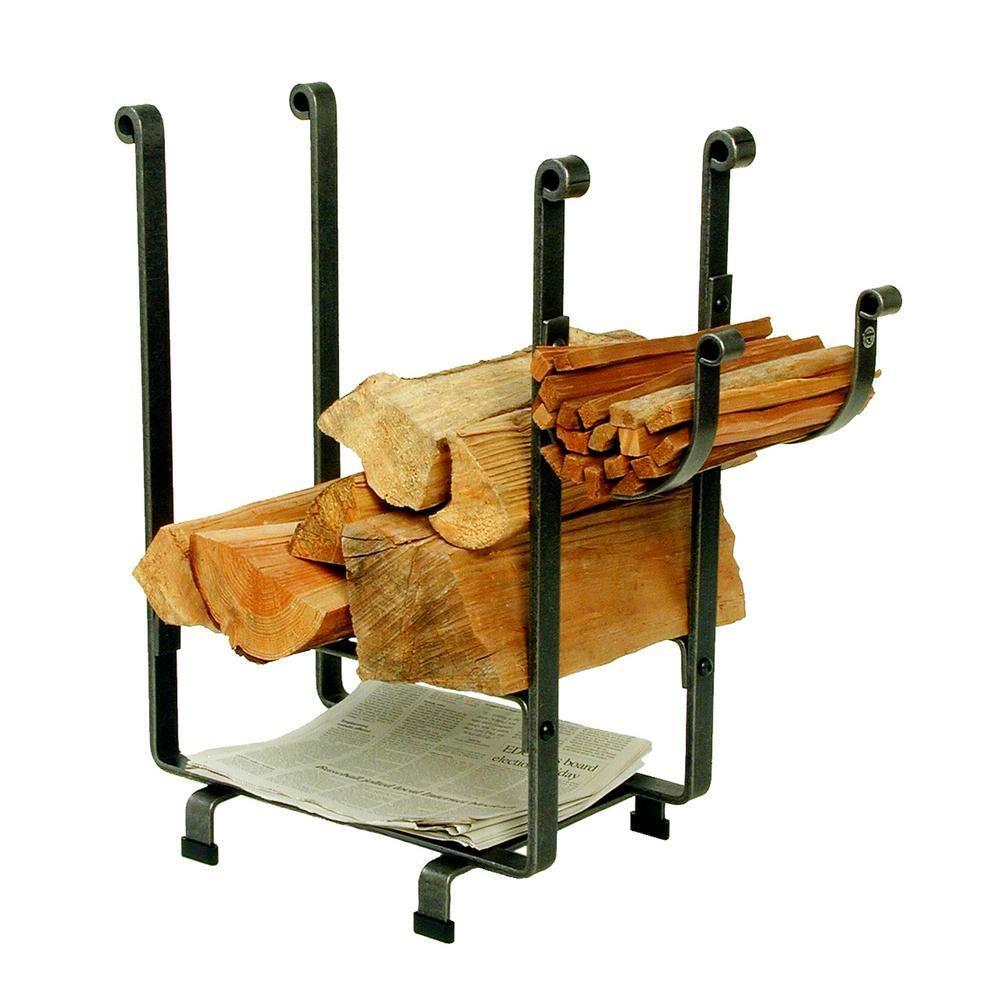 Handcrafted Rectangle Fireplace Log Rack with Newspaper Holder