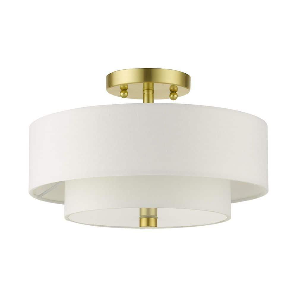 Livex Lighting Meridian 2 - Light Semi-Flush Mount in  Satin Brass