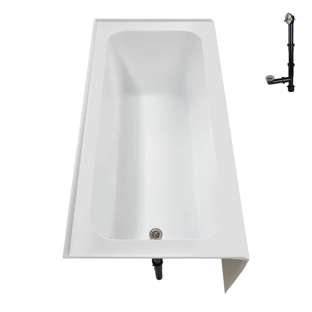 Streamline 60 in. x 30 in. Acrylic Left-Hand Drain Alcove Bathtub in Glossy White With External Drain