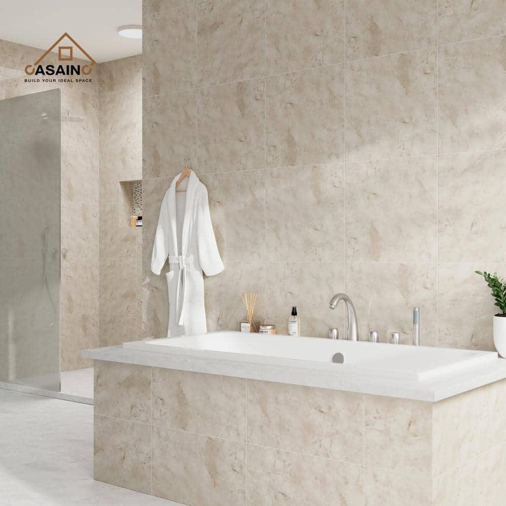 Brushed Nickel 3-Handle Deck Mount Roman Tub Faucet with Hand Shower