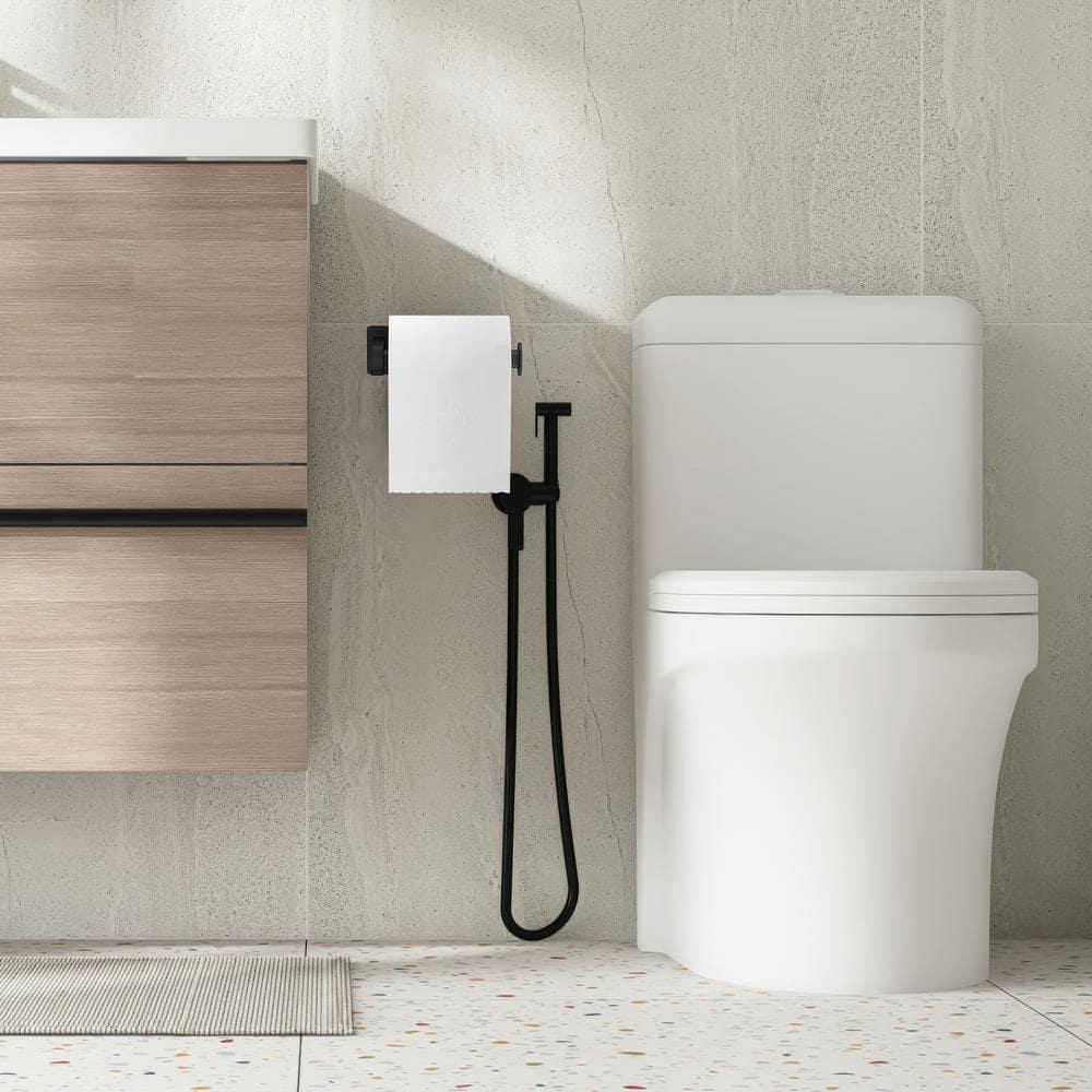 Empava EMPV-BAS11-EU Self-Adhesive, Stainless Steel, Single Post Wall Mounted Toilet Paper Roll Holder, Stand no Drilling, in Matte Black