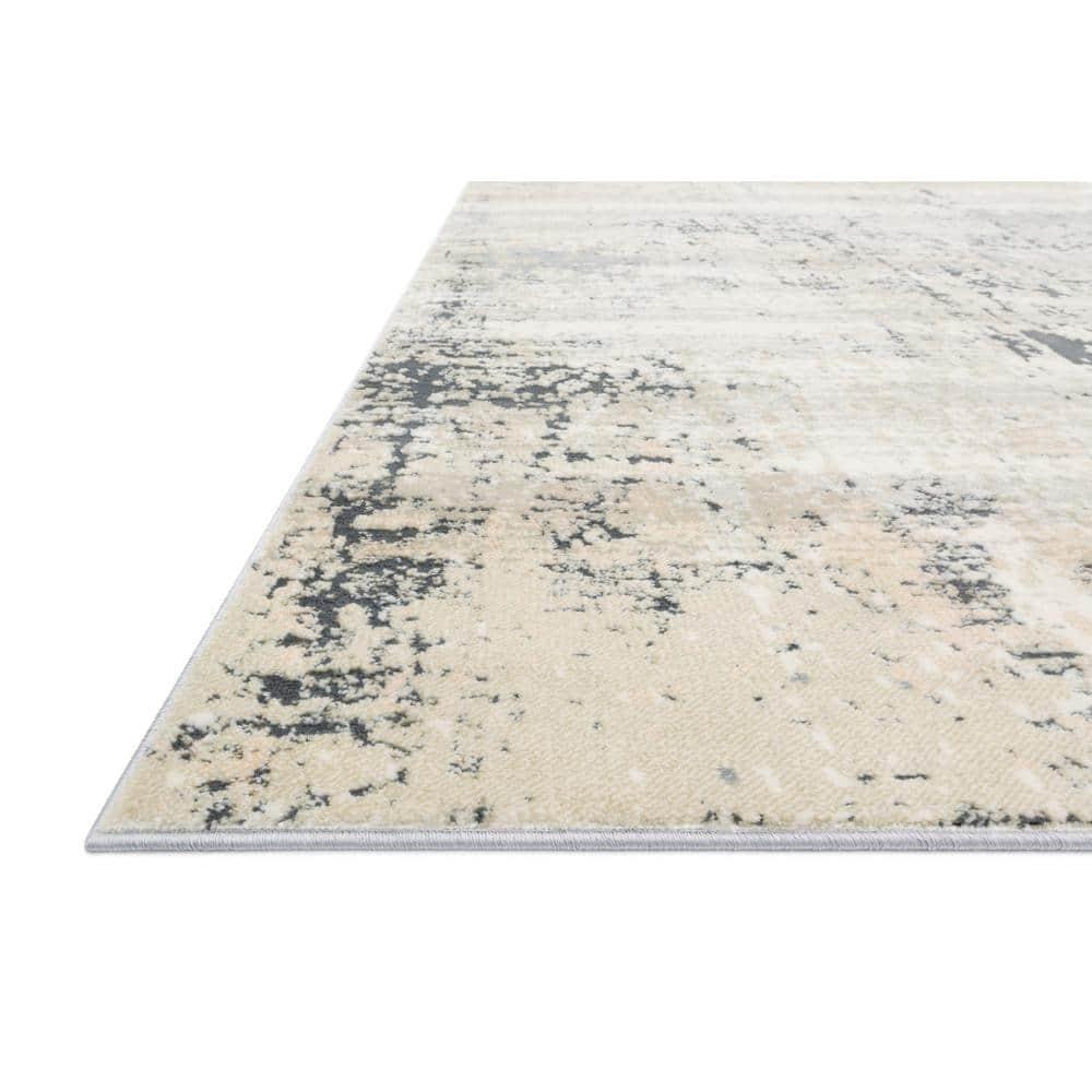 Granite Gray Rectangular Stain-Resistant Synthetic Area Rug 9'-3" x 13'-3"