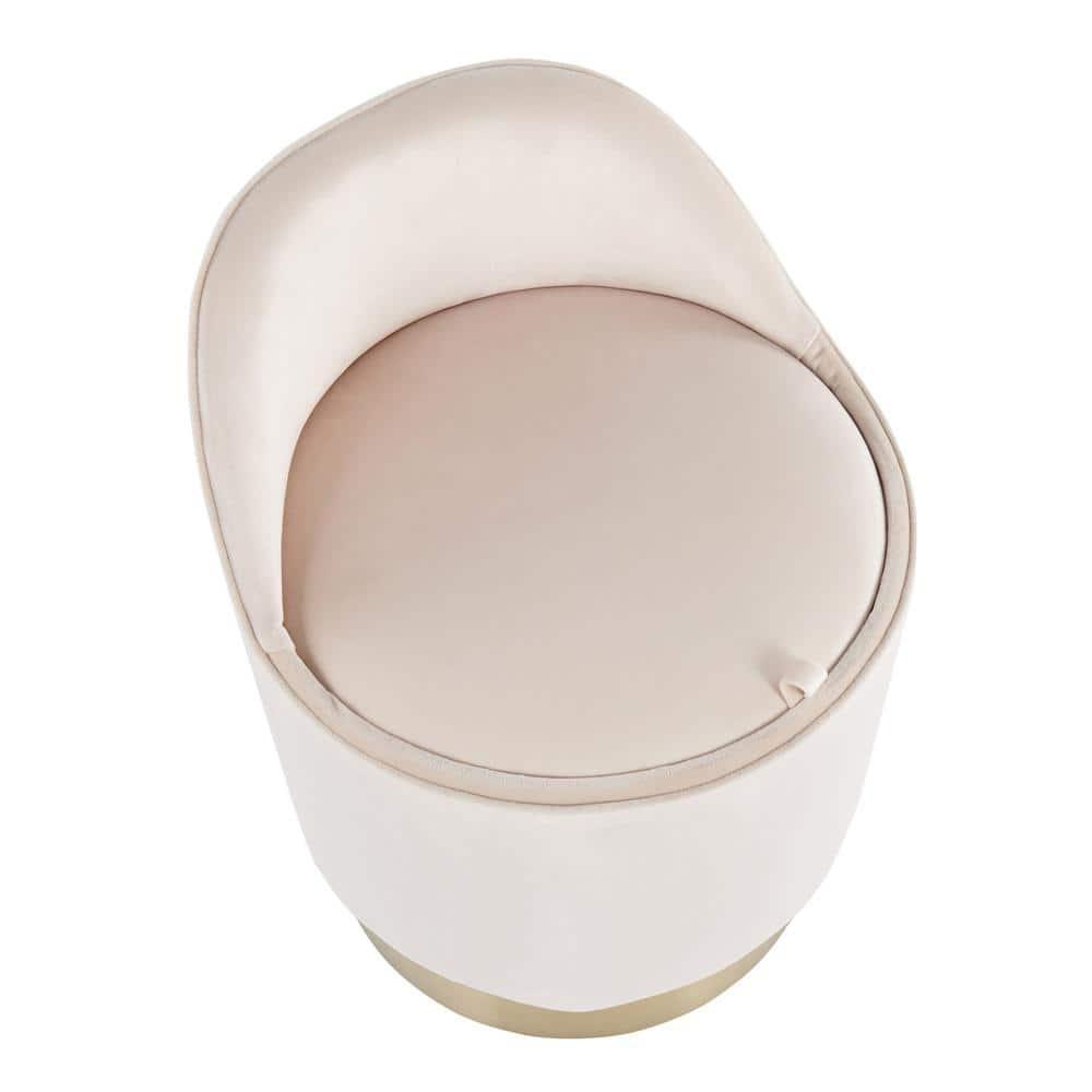 LumiSource Gold Steel, Cream Velvet Marla Vanity Stool