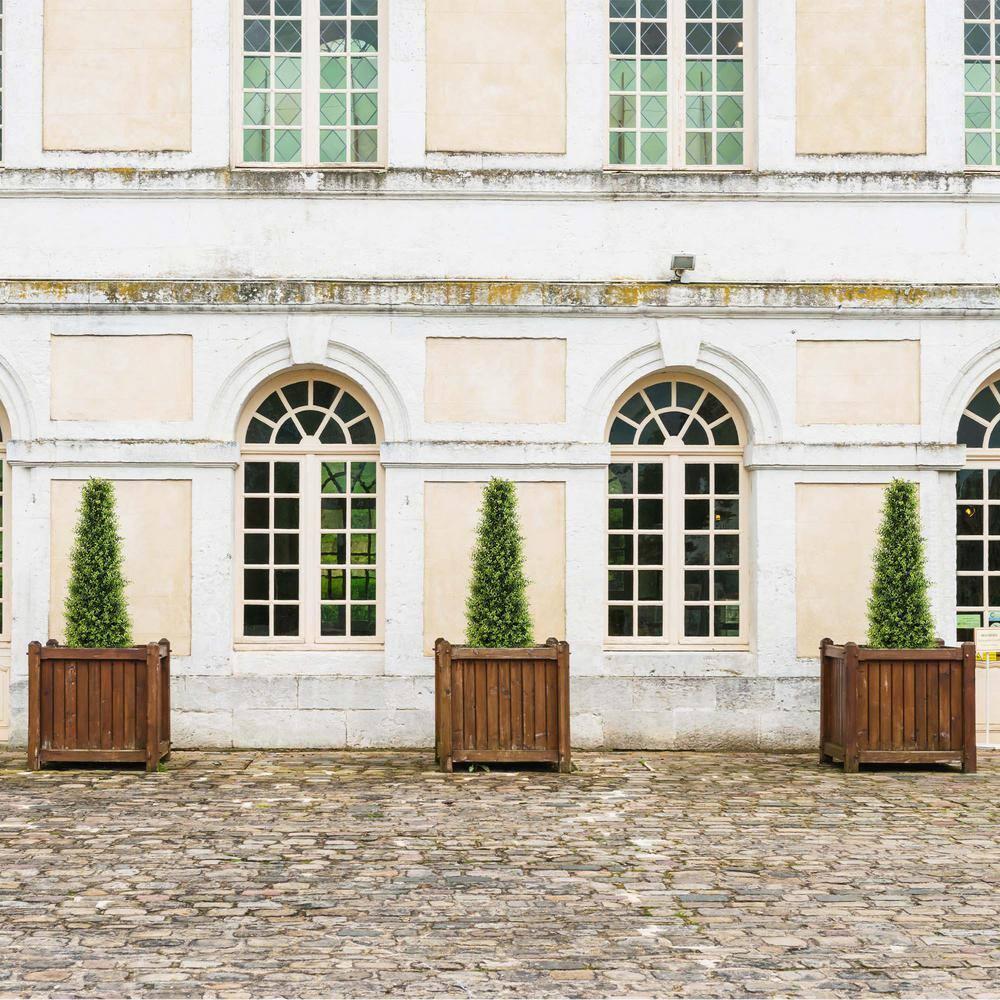 4ft Artificial Boxwood Topiary Trees, Set of 2 – UV Resistant Faux Evergreen Shrubs and Bushes for Outdoor Planters, Realistic Fake Plants for Front Porch Outside Patio Yard, 4 Foot Tall