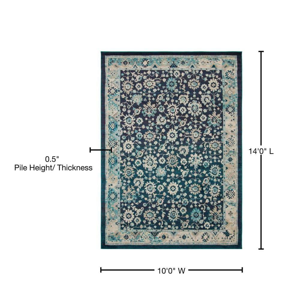 Unique Loom Penrose Collection Area Rug - Krystle (10'  x 14' 1" Rectangle Navy Blue/Beige)